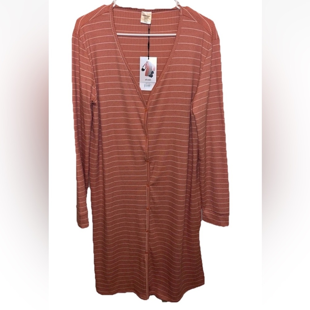 Allthreads Womens Striped Long Sleeve Coastal Coral Cardigan All Night Sz L NWT